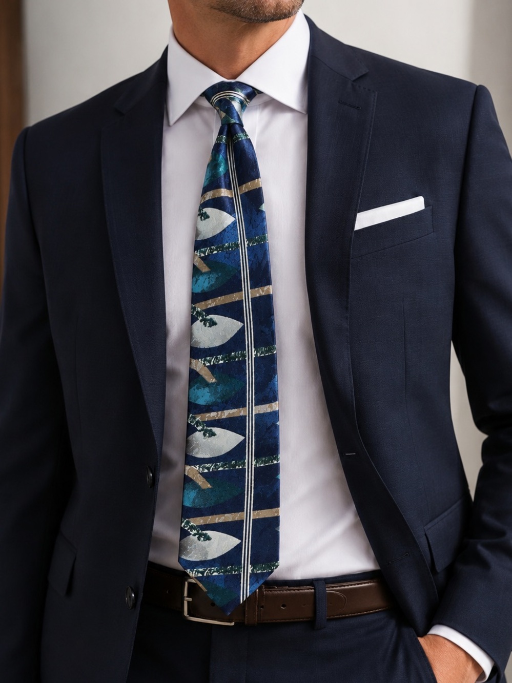Pagliano New York Blue Abstract Silk Tie Vintage Geometric Wide 4”